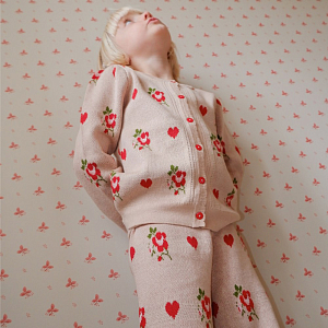 Брюки вязаные Flöss "Amelia Soft Pink", романтика цветов